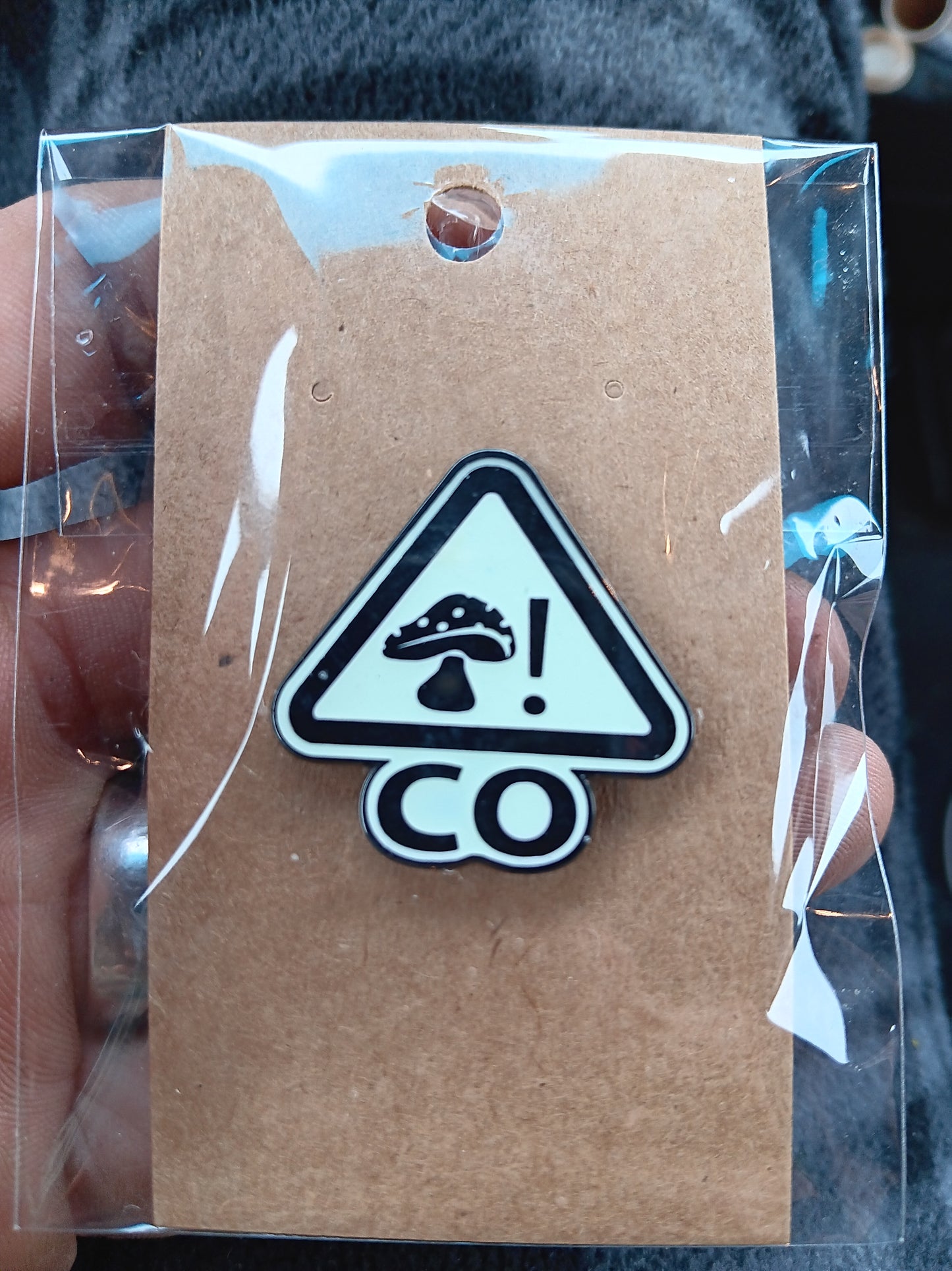 Colorado Glow Mushroom Warning Pin