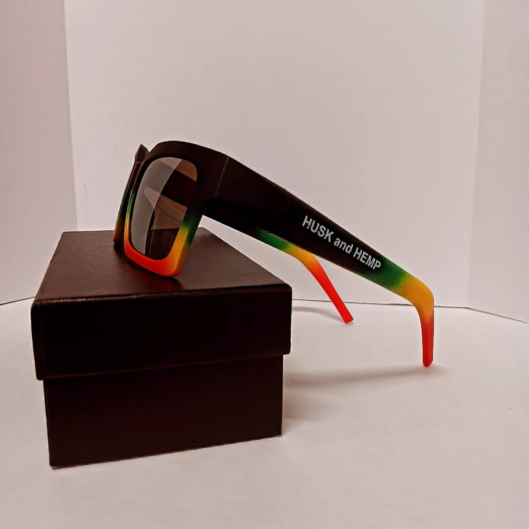 Husk and Hemp Black,Red,Gold, and Green Rasta Stashtainer Sunglasses