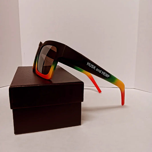 Husk and Hemp Black,Red,Gold, and Green Rasta Stashtainer Sunglasses